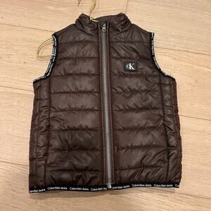 NWOT Calvin Klein Toddler Little Boy Brown Full Zip Puffer Vest Size 4 Years